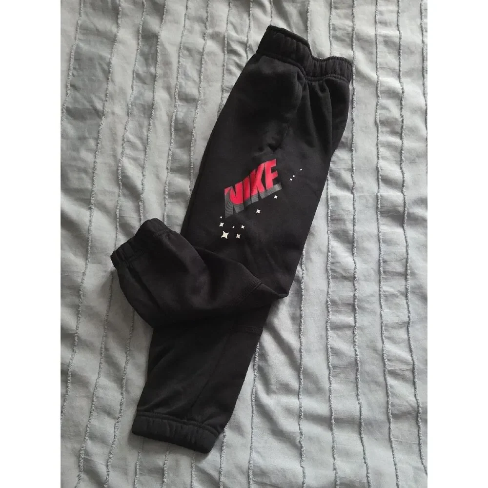 Nike Kids Black Sweatpants with Pink Logo